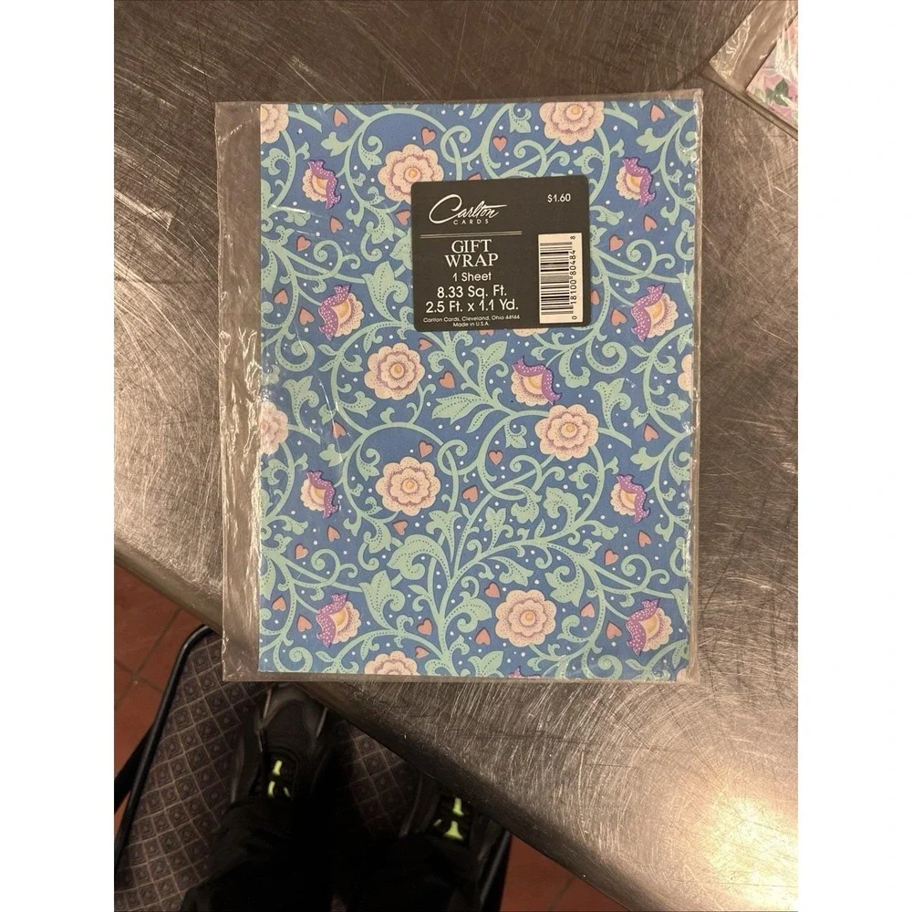 Vintage Carlton All Occasion Floral Flat Gift Wrap 4 Sheets